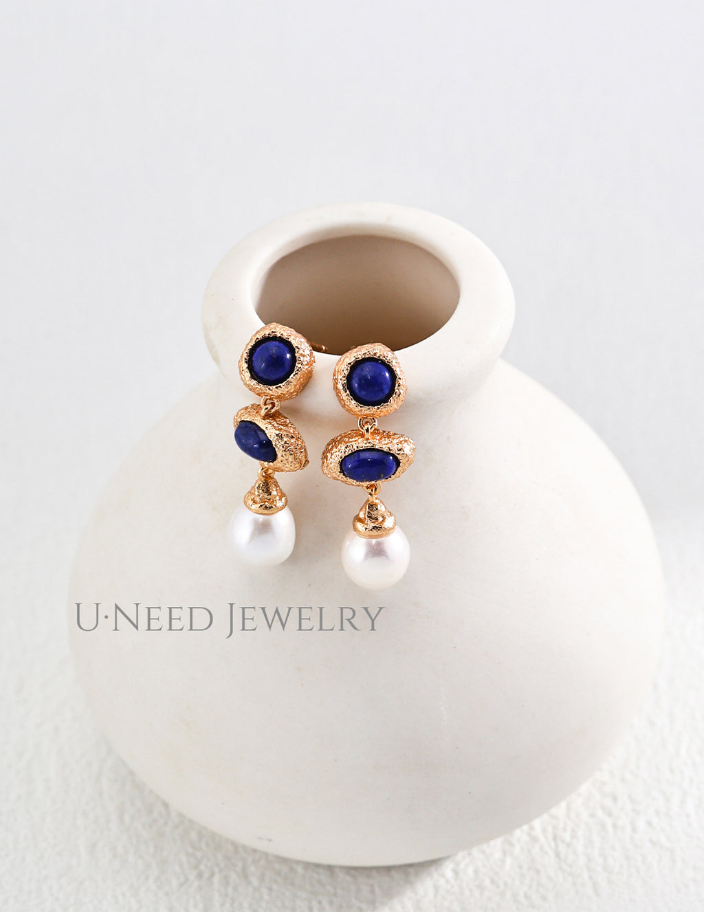 Bleu · Antique Lapis & Pearl Drop Earrings