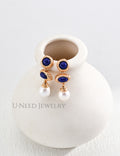 Bleu · Antique Lapis & Pearl Drop Earrings