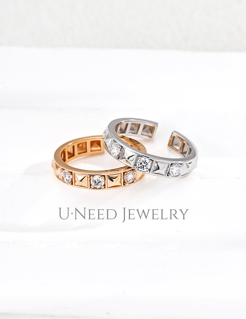 Aura · Geometric Prism Rivet Zircon Ring