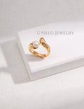 Seine · Fluid Wave Pearl Open Ring
